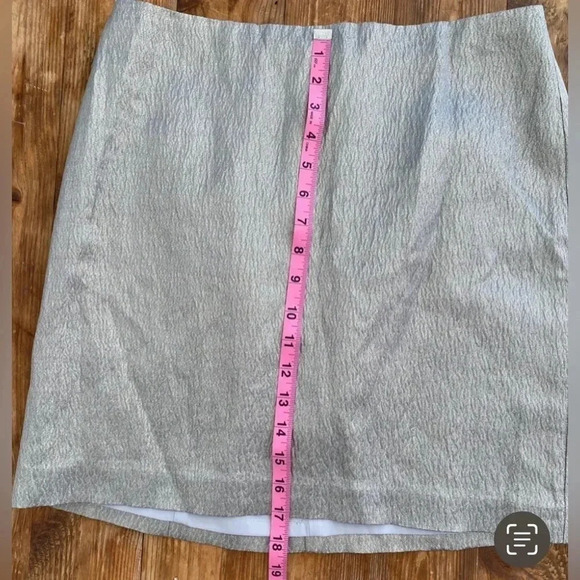 Ann Taylor Silk Cotton  Gray/Silver Lined Mini Pencil Skirt Zip Close Size 6 EUC - Picture 7 of 9